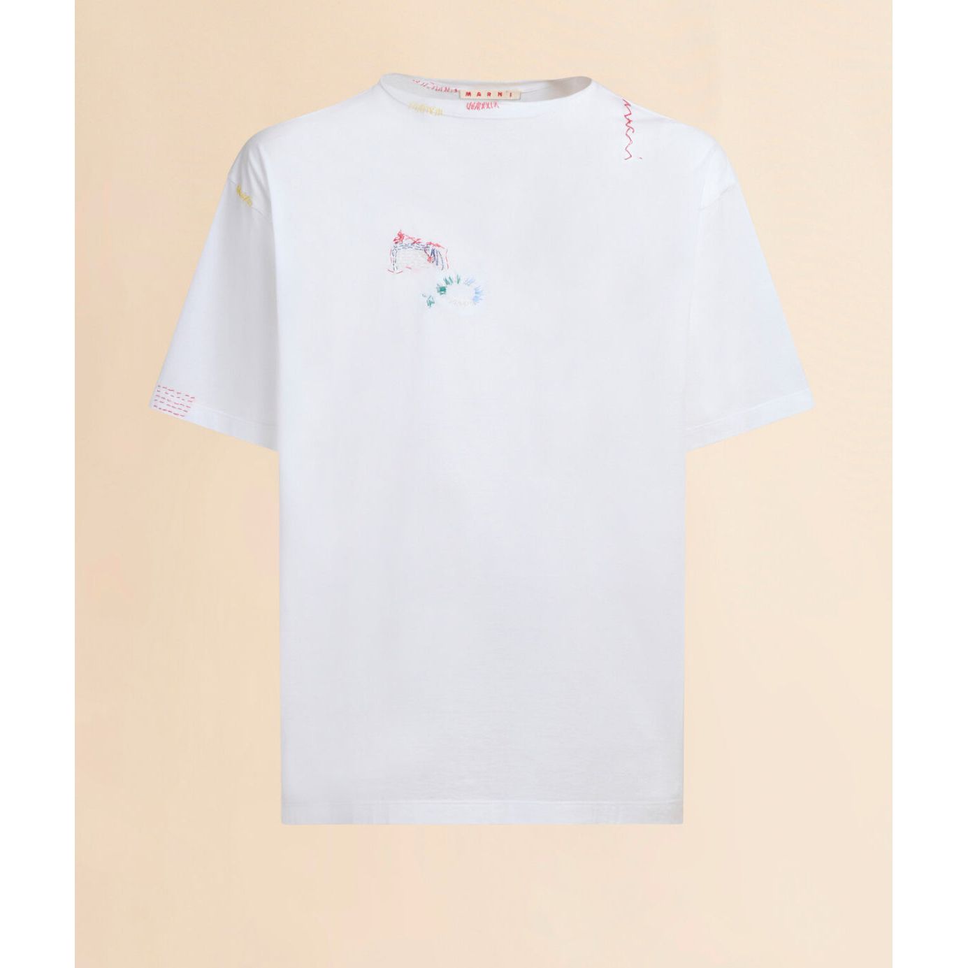 Marni white/multi logo tee