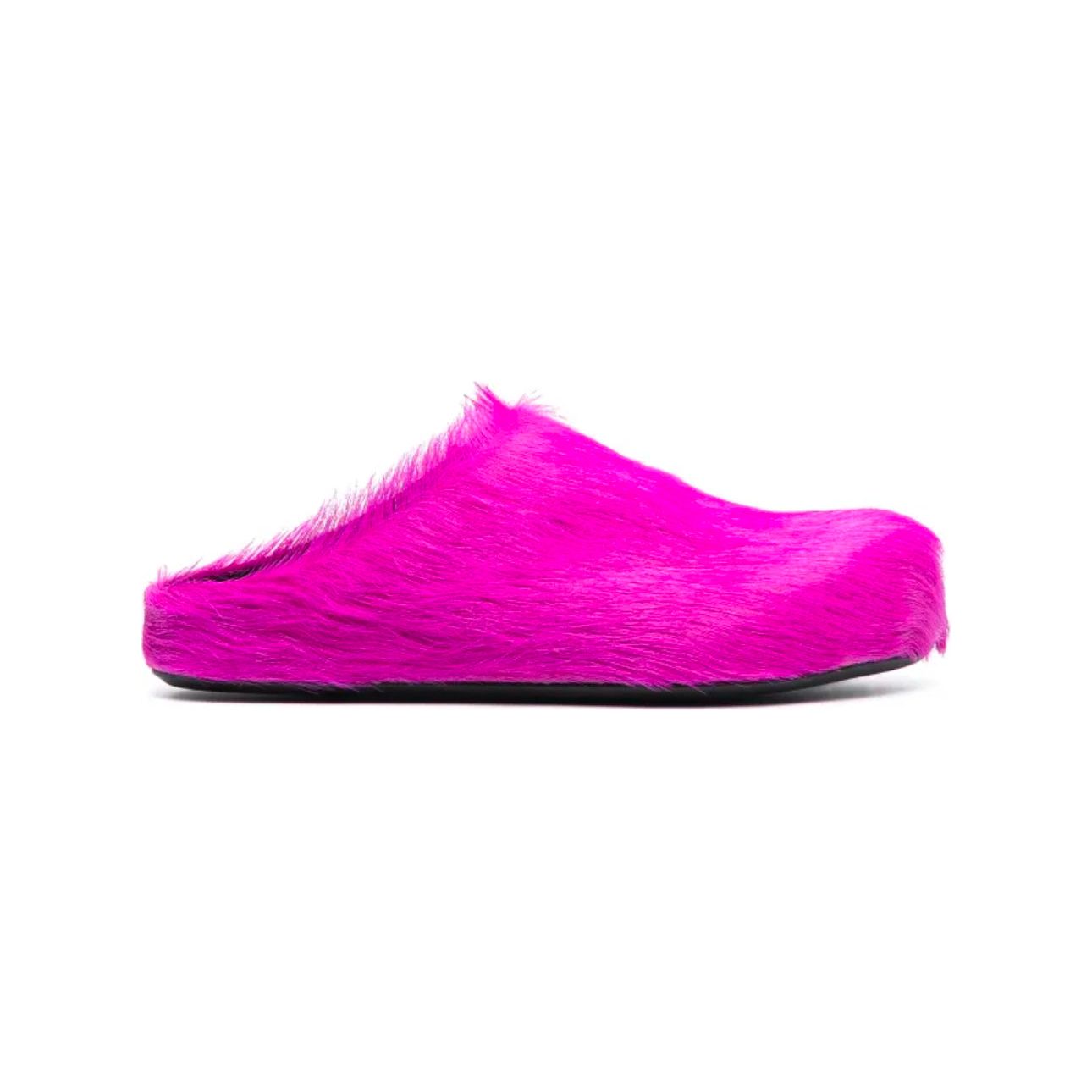Marni Fussbet Sabot calf-hair Slides Hot Pink