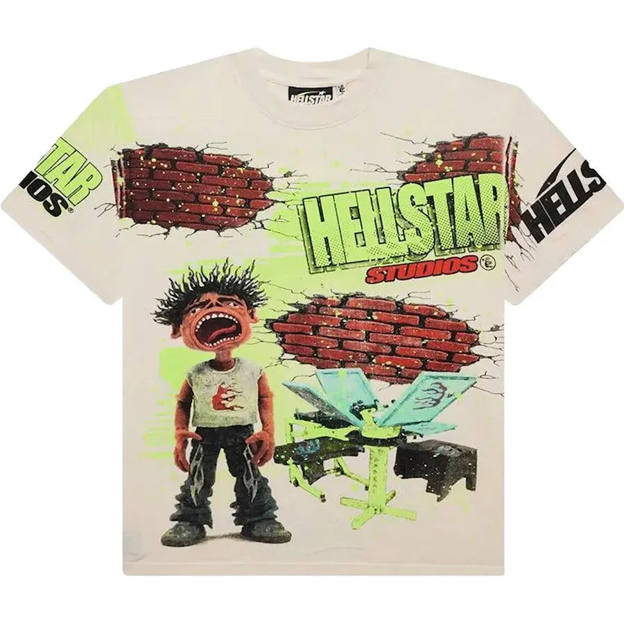 Hellstar Studios Brick Wall T-Shirt ‘Cream/Green