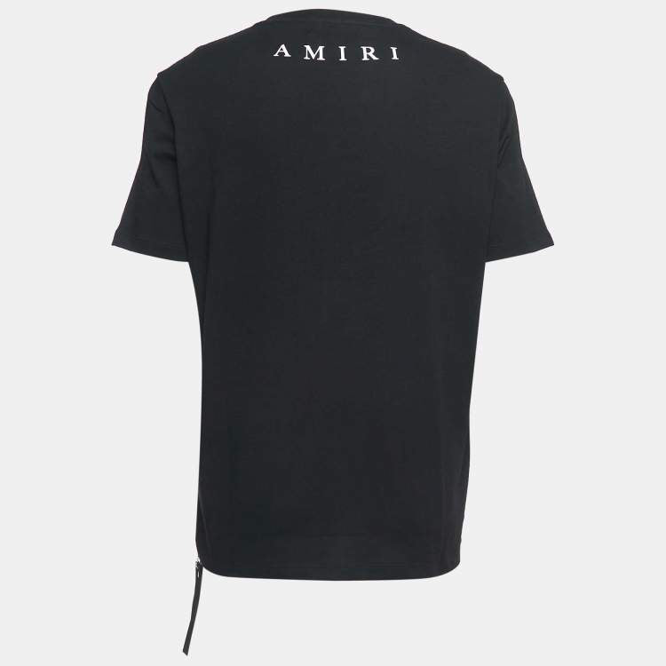 Amiri Black Cotton Logo Print Pocket T-Shirt