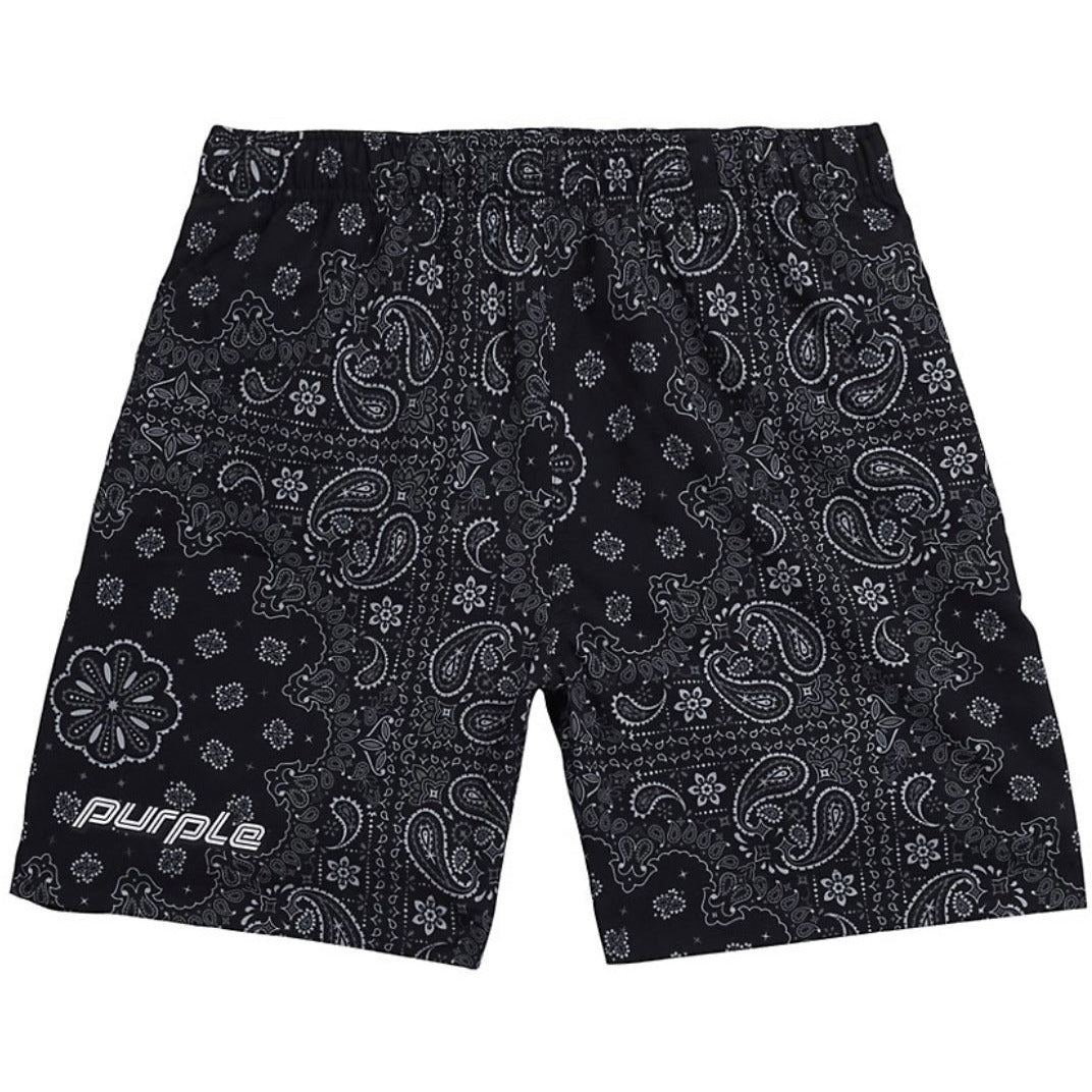 Purple Brand Bandana Print Swim Board Shorts Black