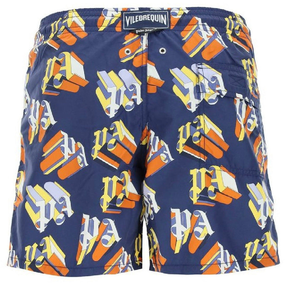 Palm Angels X Vilebrequin Printed Drawstring Swim Shorts Blue/Multicolor