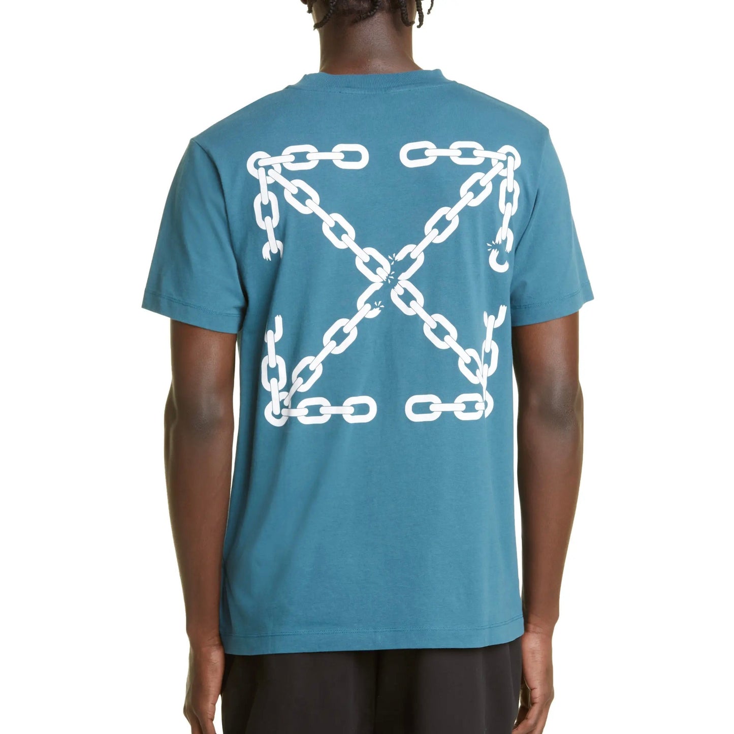 Off-White Men’s Chain Arrow Cotton Logo Tee Duck Green/White