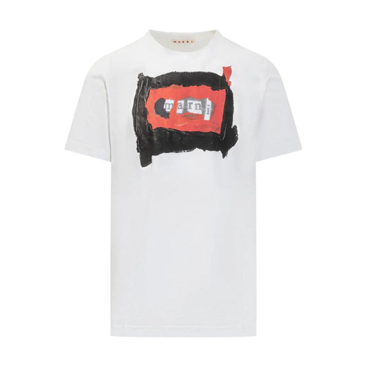 Marni red painted collage tee