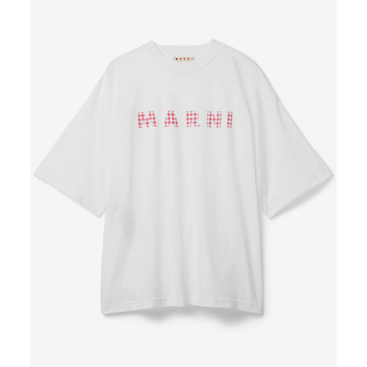 Marni gingham red logo tee
