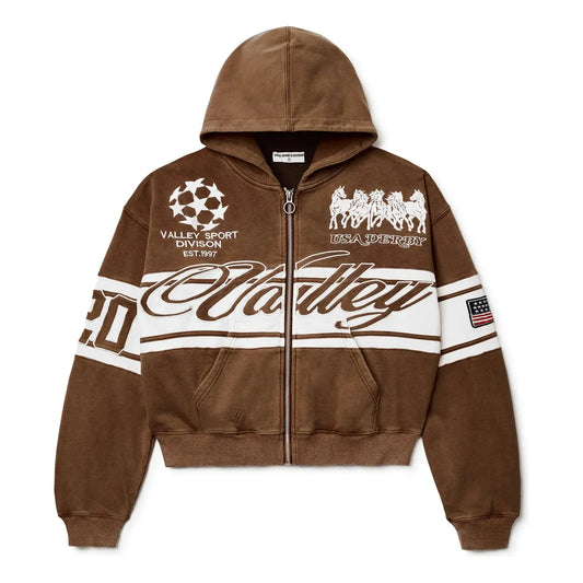 Vale Forever Cursive Zip Up Brown