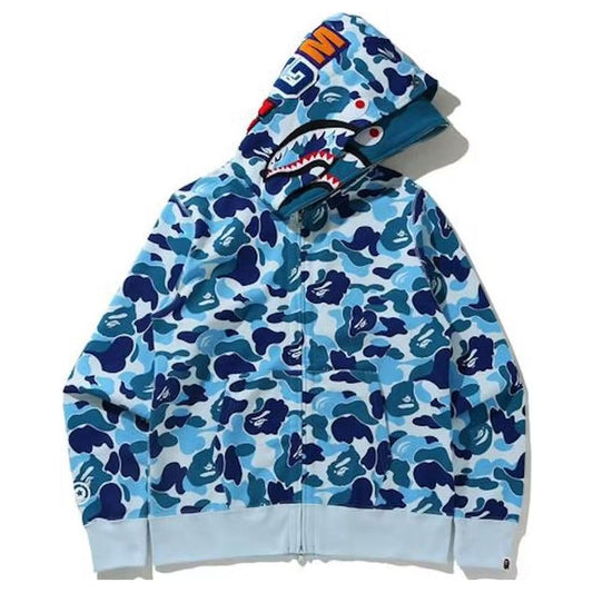 Bape ABC Camo Shark Full Zip Hoodie Blue