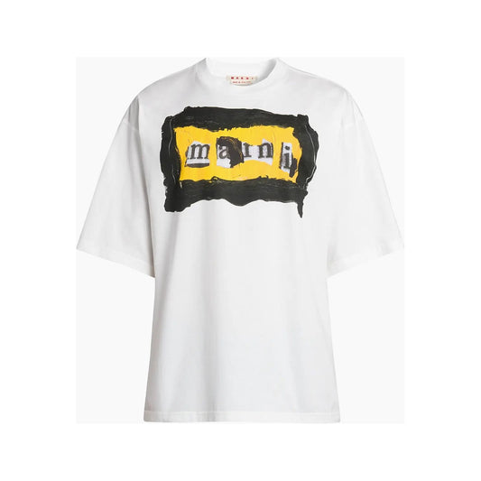 Marni yellow painted logo tee