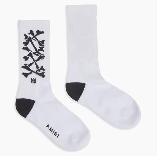 Amiri Bones Stacked Cotton-Blend Socks White