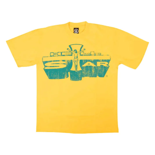 Hellstar Studios Jesus Emblem Short Sleeve Tee Shirt Yellow/Green