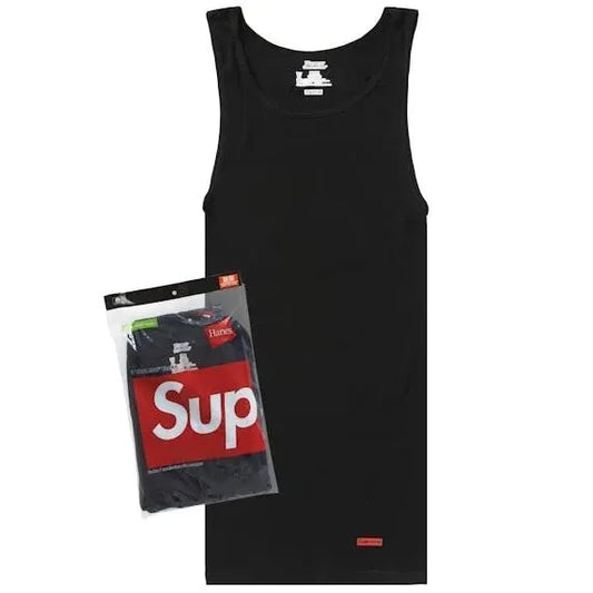 Supreme Black Hanes Tank Tops 3 Pack