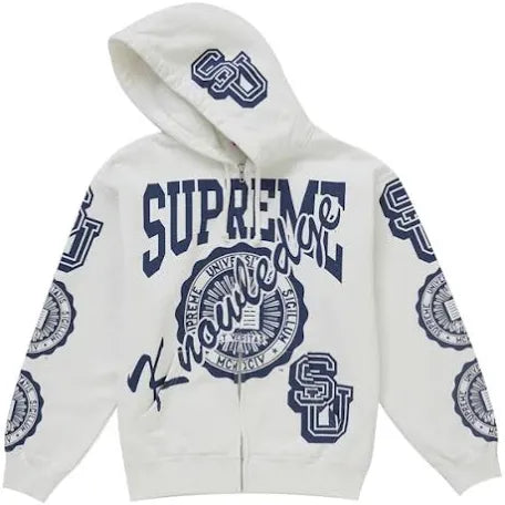 Supreme Knowledge Reigns Zip Up Hoodie ‘White/Navy’