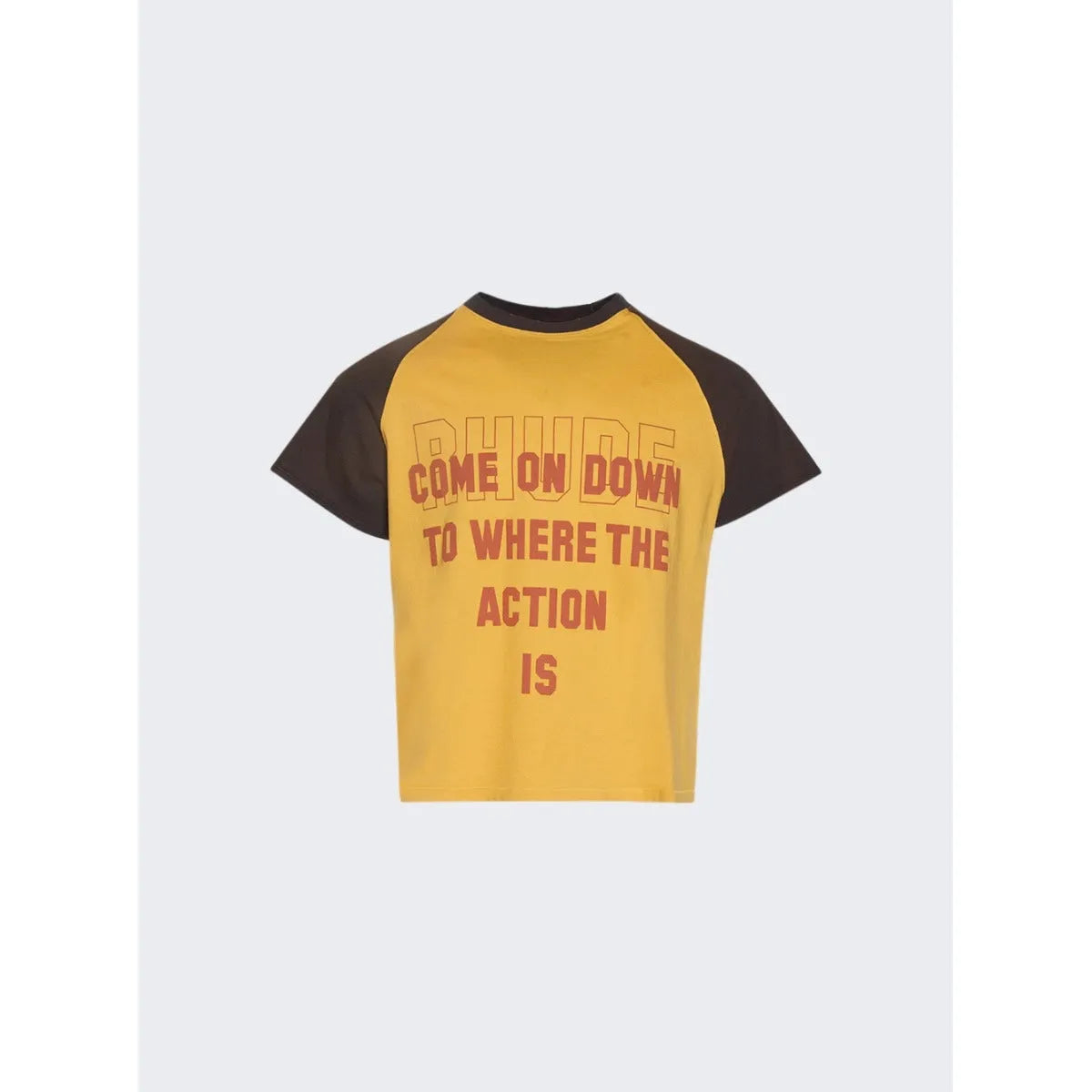 Rhude Action Cut-Off Short Sleeve Raglan T-Shirt Mustard