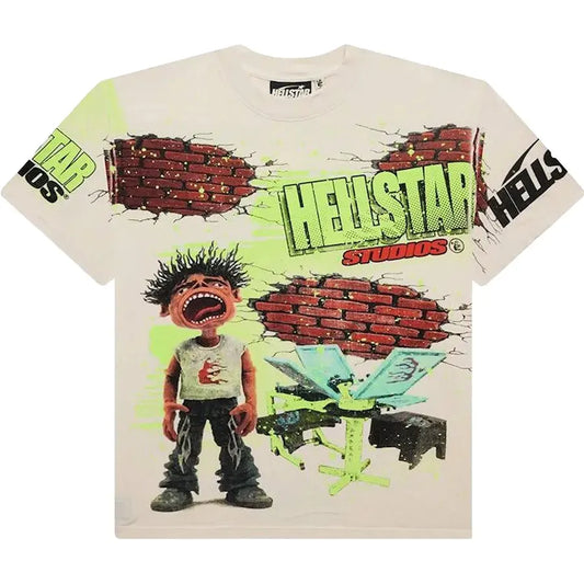 Hellstar Studios Brick Wall T-Shirt ‘Cream/Green