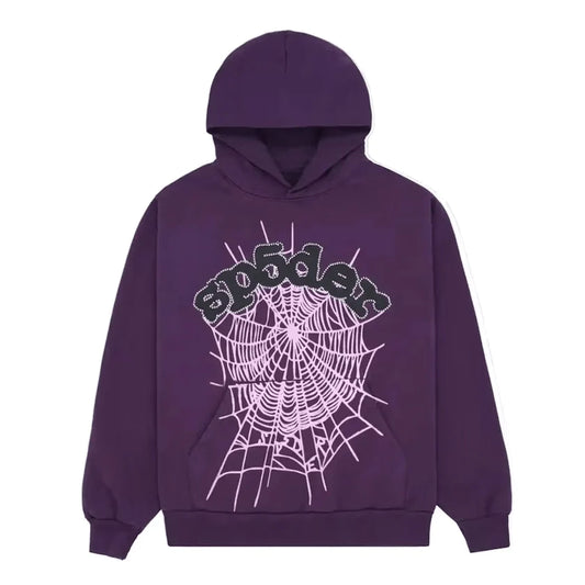 Sp5der Worldwide Crystal Websuit Hooded Sweatshirt Purple