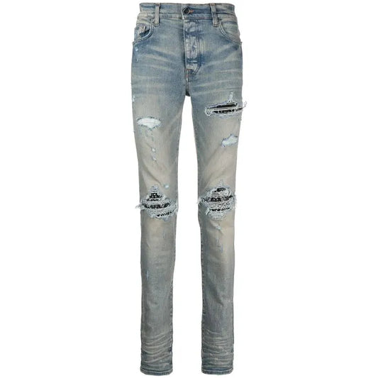 Amiri MX1 Blue/Black Bandana Skinny Jeans