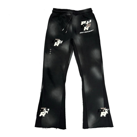 Retrovert Patch Flare Sweatpants Black