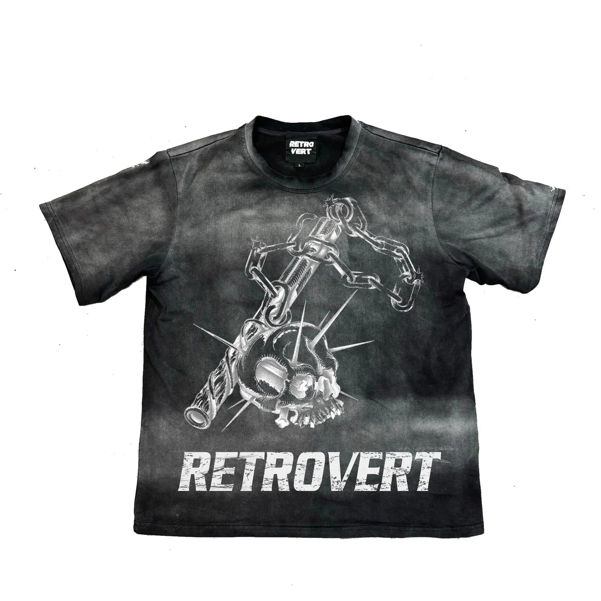 Retrovert Washed Skull T-Shirt Black