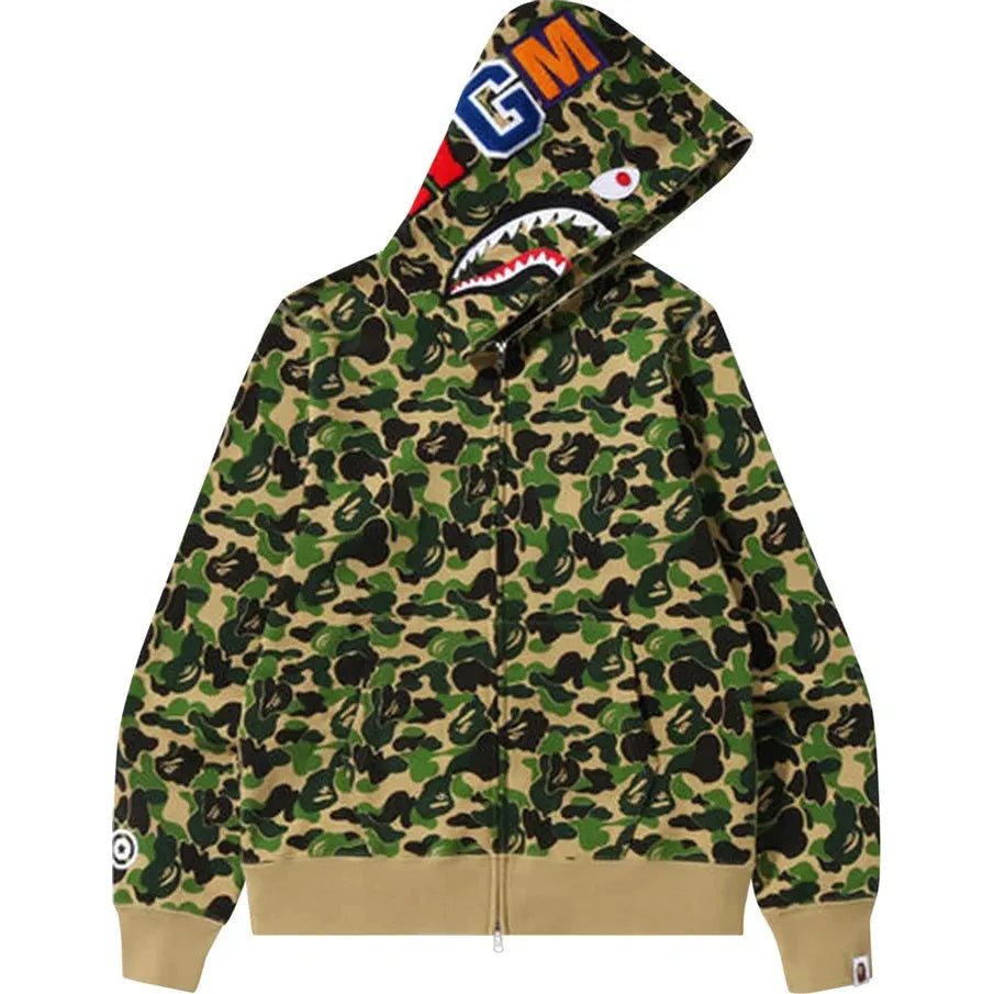 Bape ABC Camo Shark Full Zip Hoodie Green