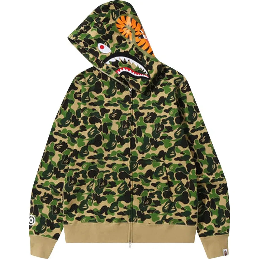 Bape ABC Camo Shark Full Zip Hoodie Green