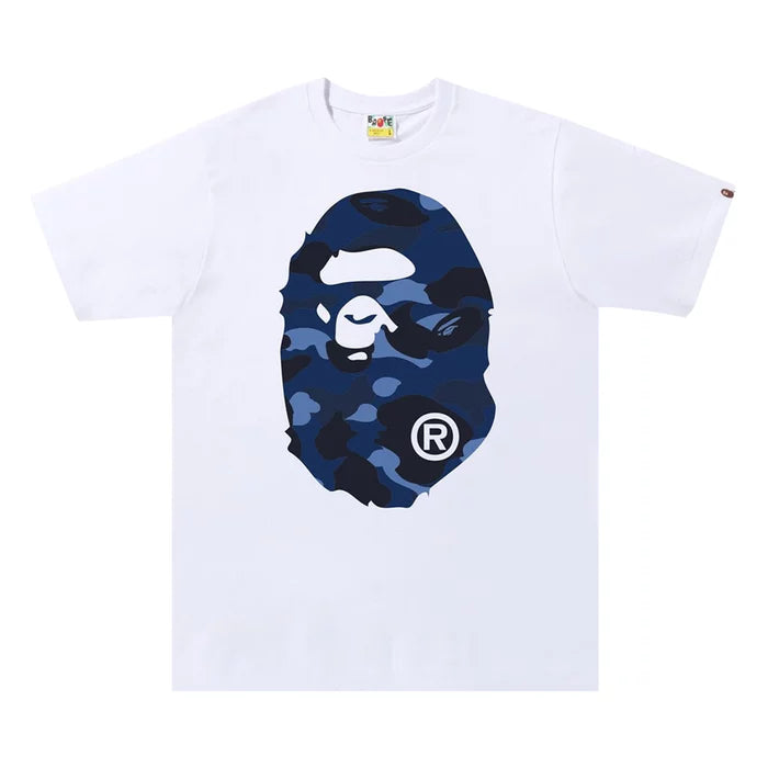 Bape Color Camo Big Ape Head Tee White/Navy