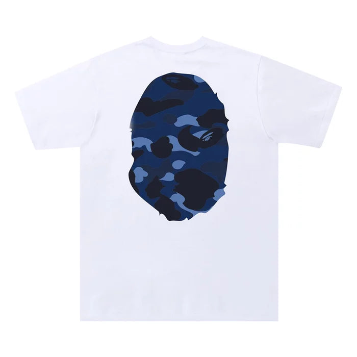 Bape Color Camo Big Ape Head Tee White/Navy