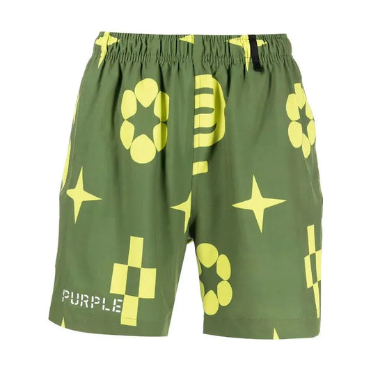 Purple Brand Jumbo Monogram Green Swim Shorts