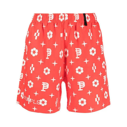 Purple Brand All Around Monogram Swim Shorts Red