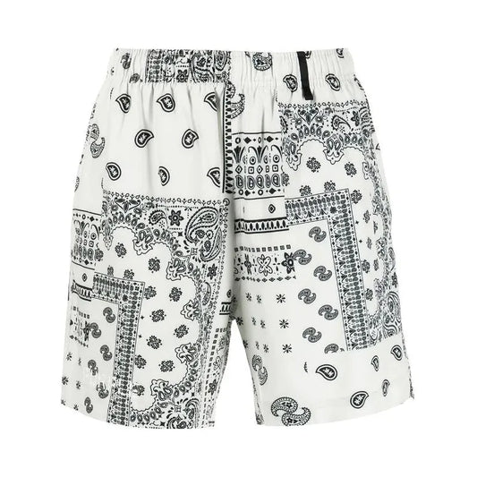 Purple Brand Paisley Print White/Black Bandana Swim Shorts