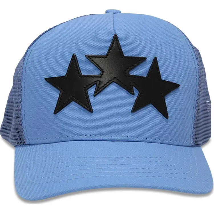 Amiri 3 Star Trucker Hat Carolina Blue