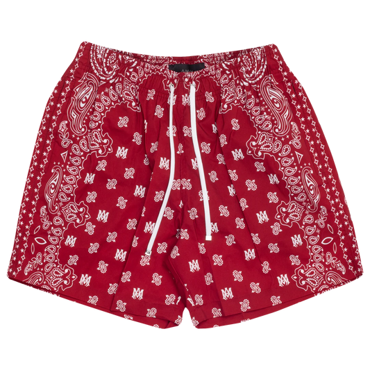 Amiri Bandana Paisley Swim Trunks Red