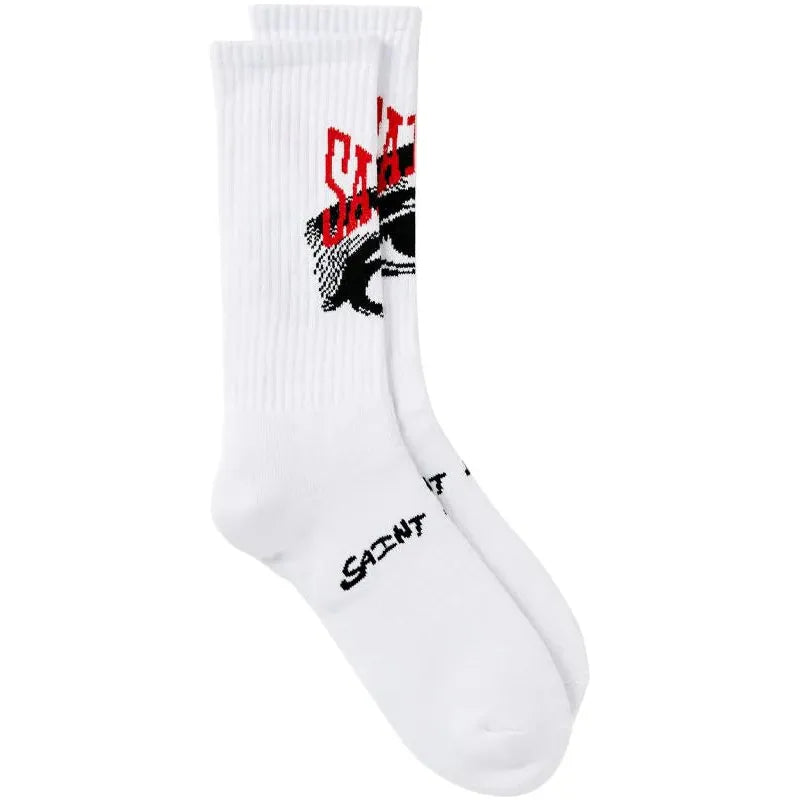 Saint Michael Sxxxxxx Eyes intarsia-knit socks white