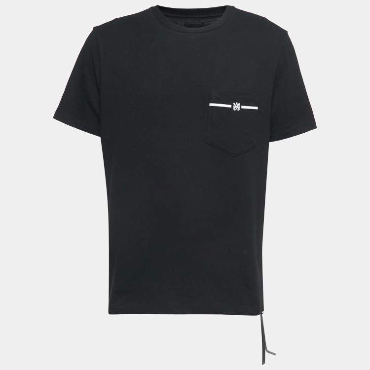 Amiri Black Cotton Logo Print Pocket T-Shirt