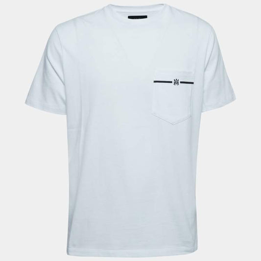 Amiri White Cotton Logo Print Pocket T-Shirt