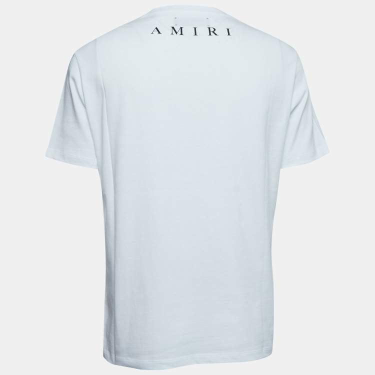 Amiri White Cotton Logo Print Pocket T-Shirt