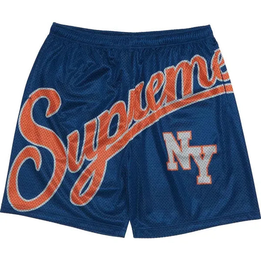 Supreme Big Script Mesh Short Navy Blue/Orange