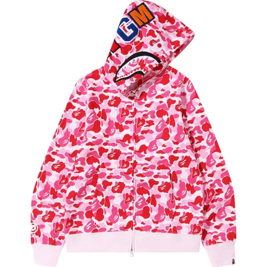 BAPE ABC Camo Shark Full Zip Hoodie 'Pink'