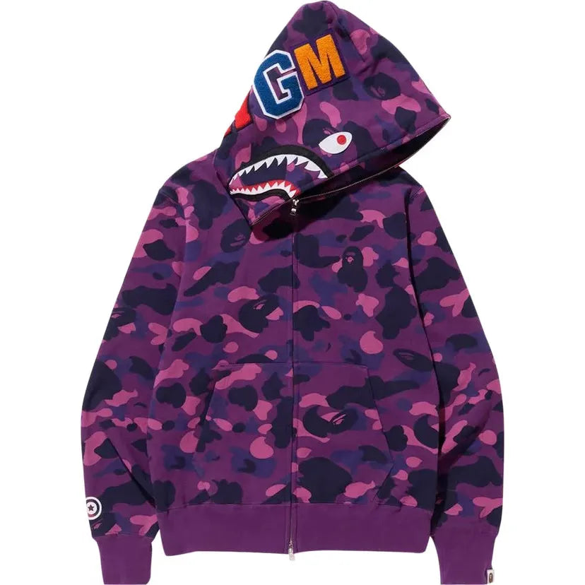 BAPE Color Camo Shark Full Zip Hoodie 'Purple'