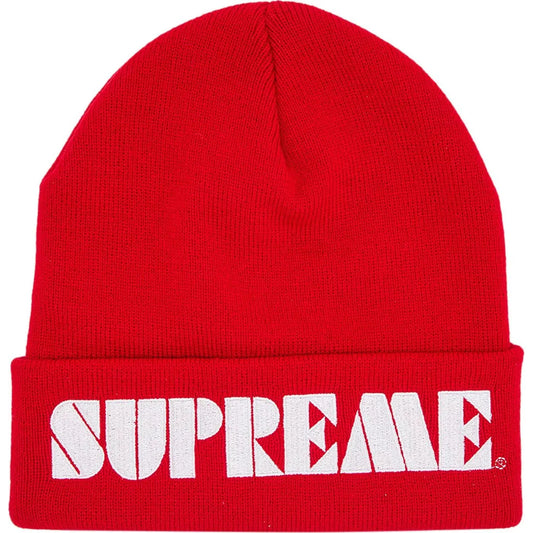 Supreme Stencil Beanie Red/White