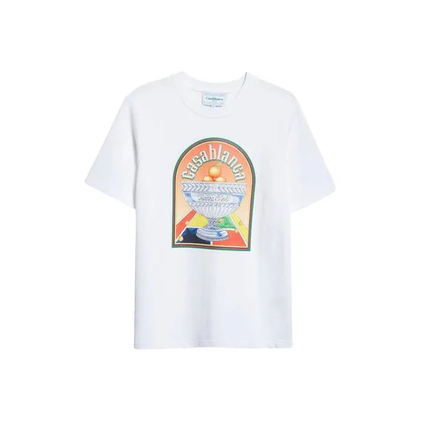 Casablanca Cotton T-shirt With Graphic Print And Logo In Terrain Dorange