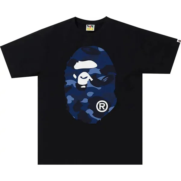 Bape Color Camo Big Ape Head Tee 'Black/Navy'