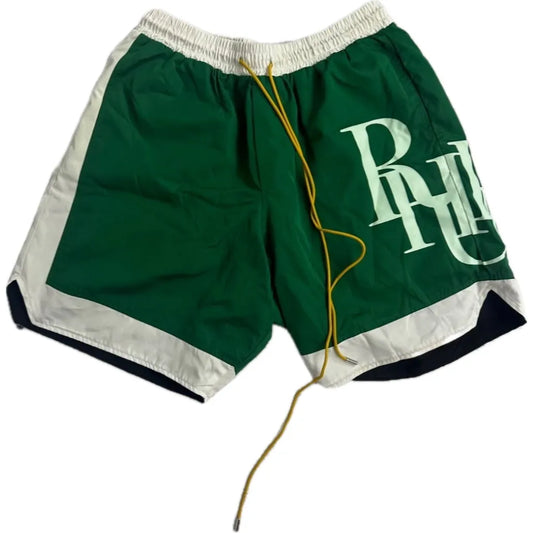 Rhude Logo Side Print Shorts Green