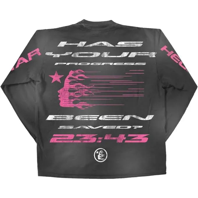 Hellstar QR Christ L/S Tee Washed Black/Pink