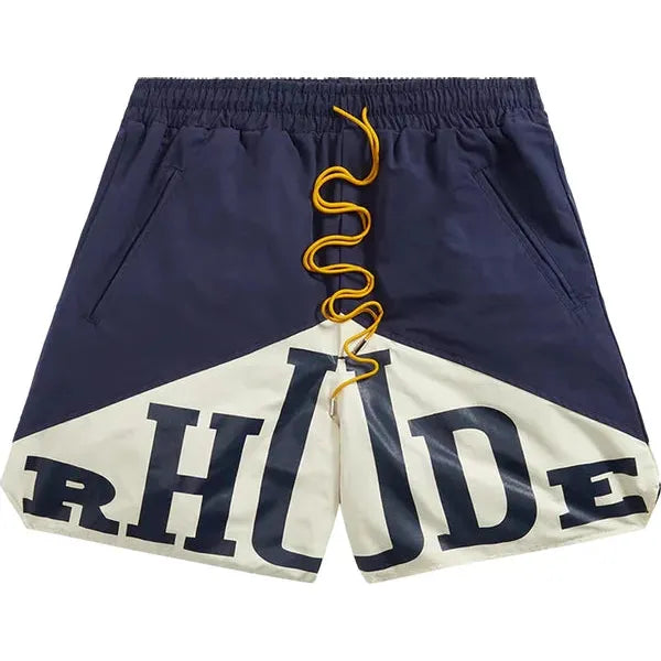 Rhude Logo Printed Drawstring Shorts Navy/Creme