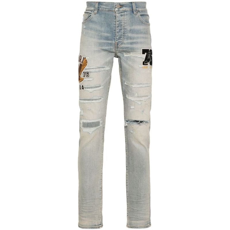 Amiri Varsity Eagle Jeans Clay Indigo