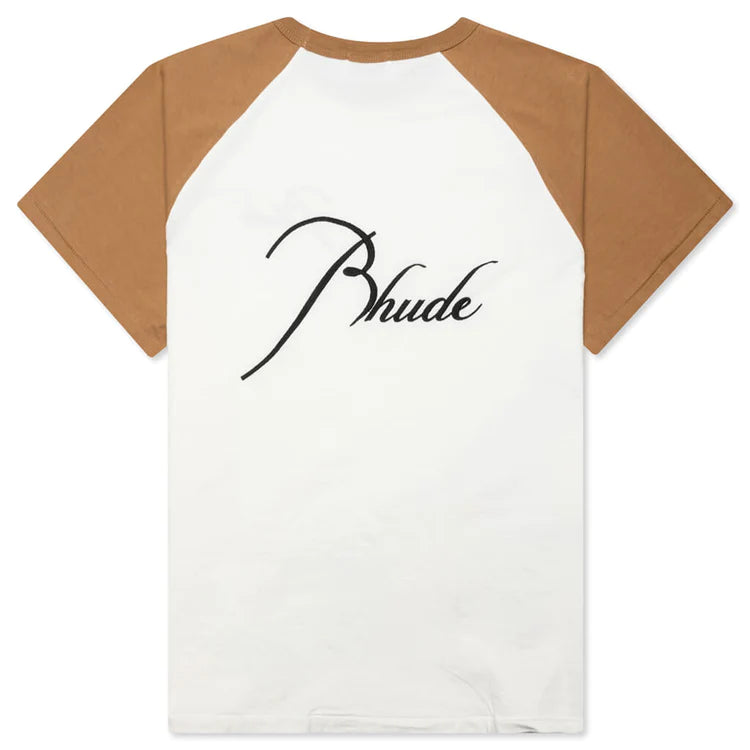 Rhude Off White & Tan Raglan T- Shirt