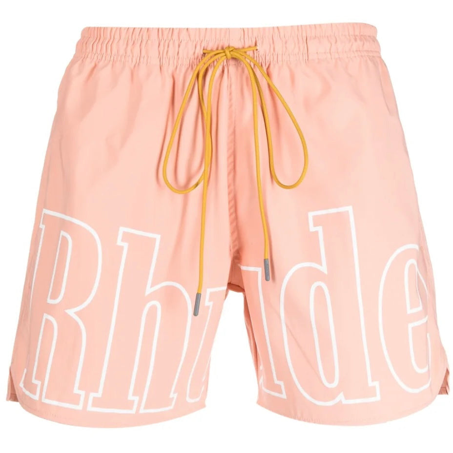 Rhude Logo Swim Trunks Salmon Pink