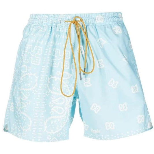 Rhude Signature Bandana Print Swim Trunks Sky Blue