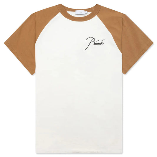 Rhude Off White & Tan Raglan T- Shirt