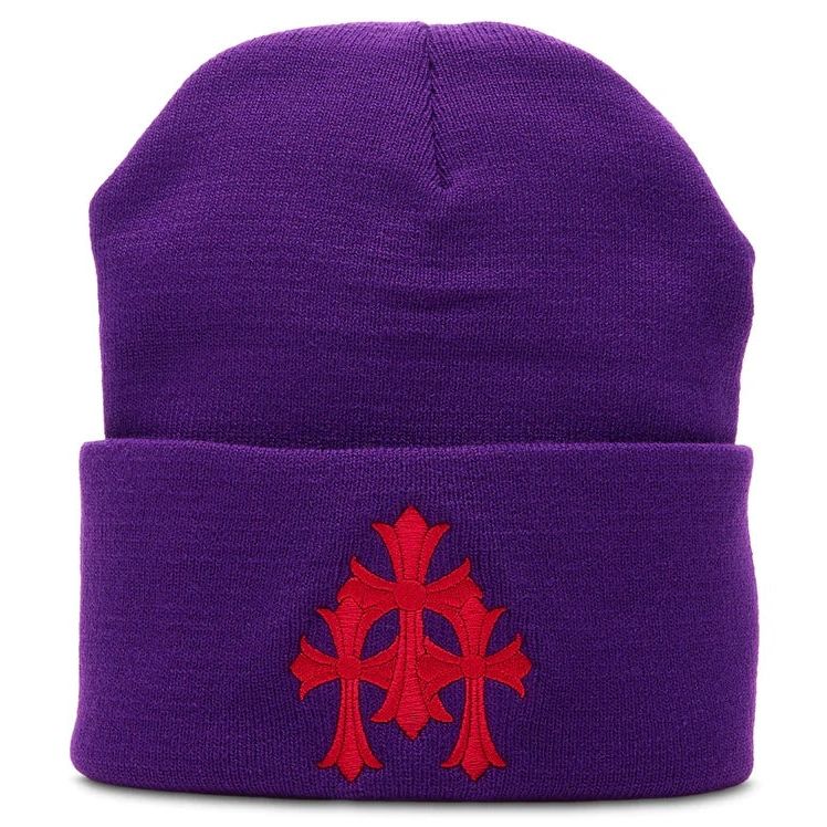 Chrome Hearts Triple Cross Beanie Purple/Red